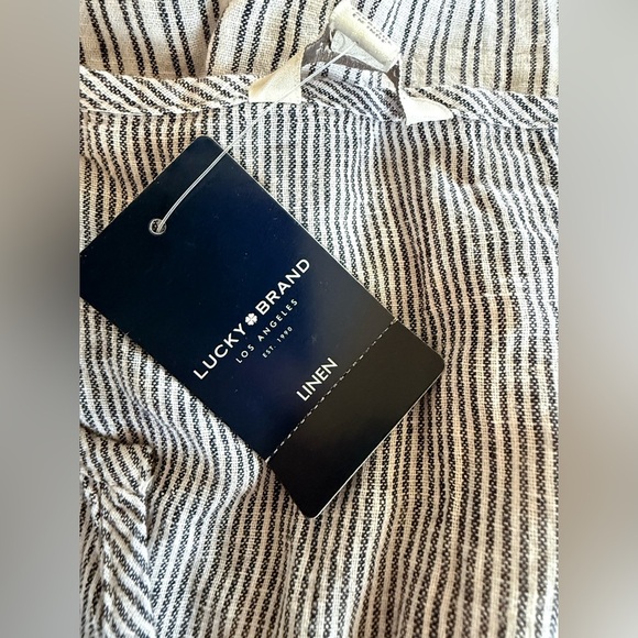 NWT Lucky Brand Linen Striped Sleeveless Tunic Top Small - Picture 6 of 9